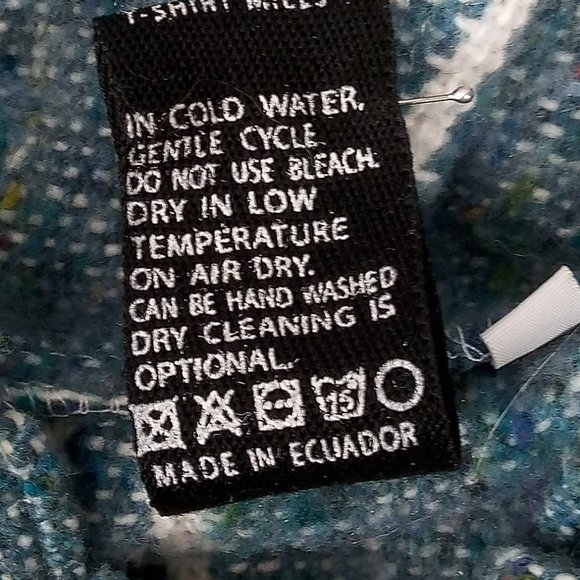 NWOT Varina Handmade Baja Hoodie (from Ecuador) in Teal & Ivory Vertical Stripe - Picture 7 of 7